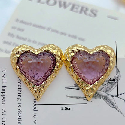 Retro Glass Temperament Texture Ear Studs