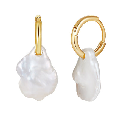 Natural Pearl New 925 Sterling Silver Earrings Baroque Style