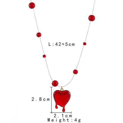 Fashion Halloween Red Love Blood Drop Beads Necklace