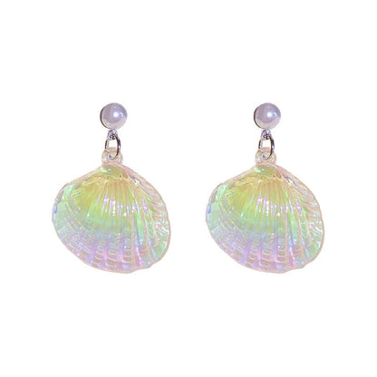 Silver Needle Shell Illusion Colorful Super Immortal Pearl Earrings