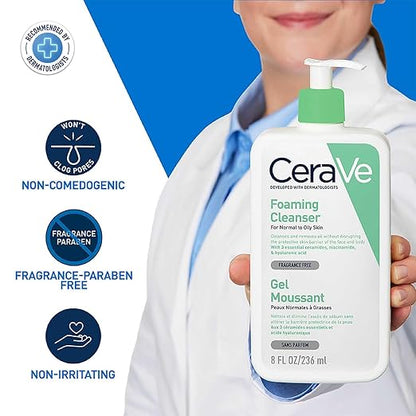 CeraVe Foaming Cleanser | Face and Body Wash for Normal to Oily Skin with Hyaluronic Acid